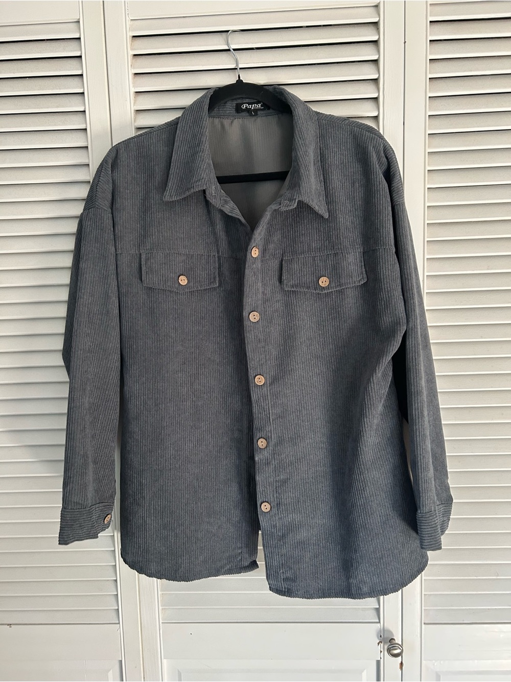 Women’s Corduroy Button-Up Jacket Shirt - Gray